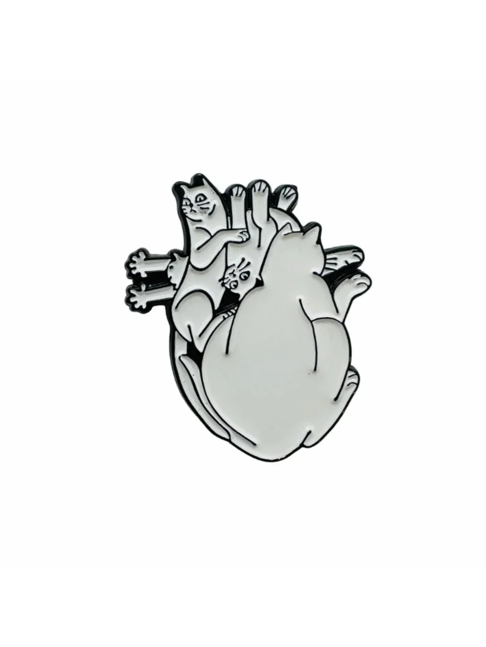 ⭐Cat Pins Enamel Lapel Dark Punk White Black Lover Cat Heart Animals Broch Punk - Picture 4 of 6